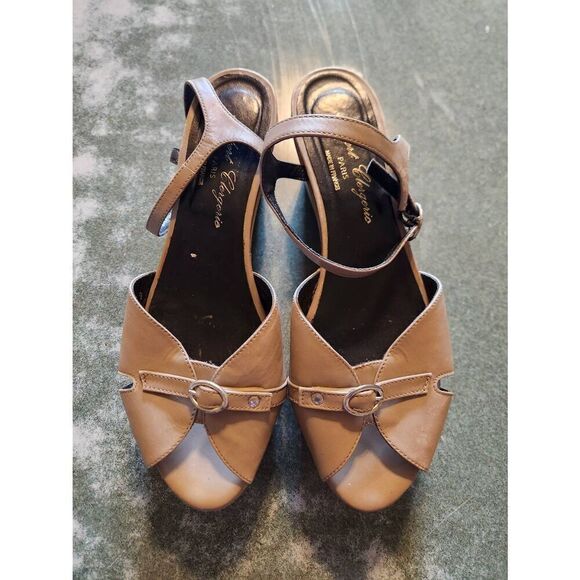 Robert Clegerie platform tan heels made in France sz 7.5 - Picture 1 of 6